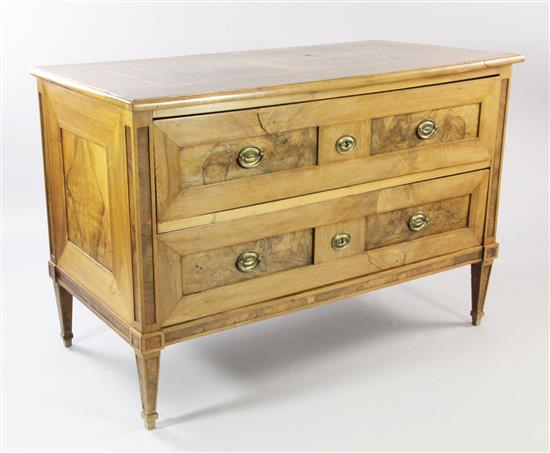 A late 18th / early 19th century Swiss walnut commode, W.4ft 1in.